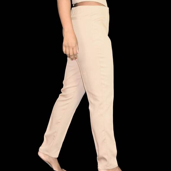 Camila Coelho Pants Tan Taupe Waist Cutouts High Waisted Tapered Trouser Medium - Picture 6 of 13
